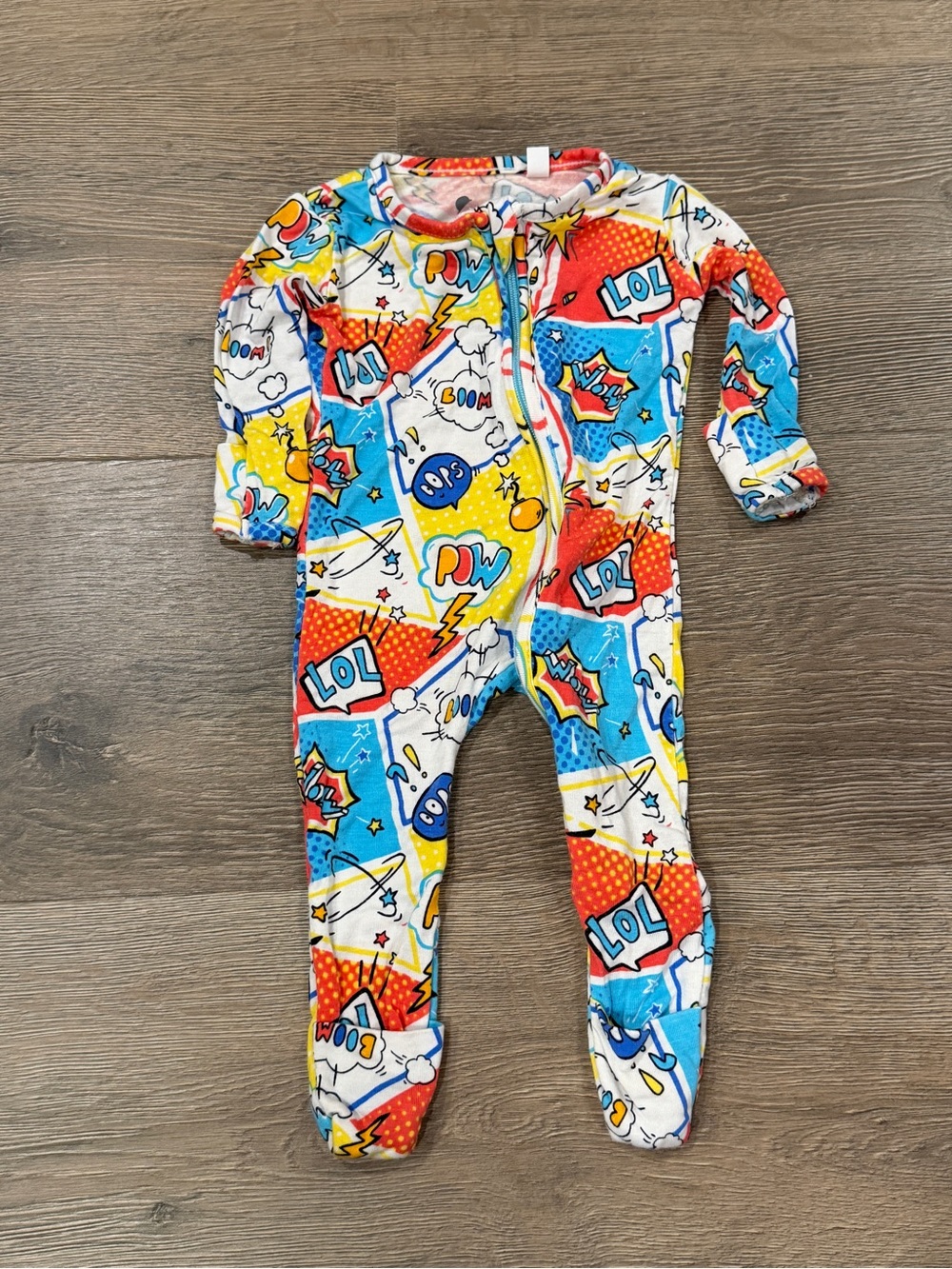 Bellabu Bear Comic Hero Convertible Footie Bamboo Onesie Newborn
